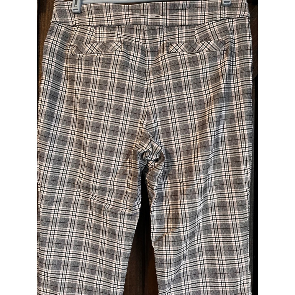 Kim Rogers Womens Plaid Pull On Dress Pants Black White Gray Straight Leg 14S - Picture 6 of 14